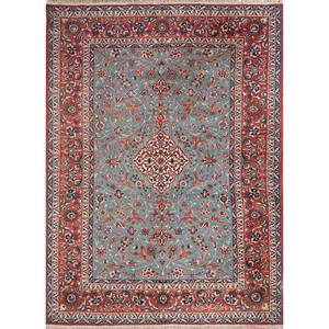 Alfombra de Lana Anudada a Mano Aalam, Diseño Floral y Abstracto en Rojo y Naranja, Rectangular de 9x12, para Entrada del Hogar, Modelo Pae-5677 - Product Image 1