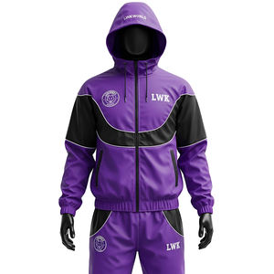 Top qualité personnalisé hommes survêtements fermeture éclair veste en nylon et pantalon survêtement ensembles de gymnastique survêtement unisexe impression Logo survêtements - Product Image 2