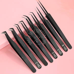 Eyelash Extension Tweezer Fiber Tip Nano Grip Microfiber Set 45 60 75 90 Degree Curved Classic Volume Tweezers - Product Image 1