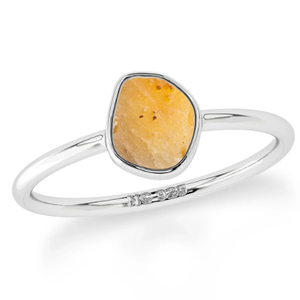 Anillo Apilable de Plata de Ley 925 con Acabado de Alta Calidad, Engaste de Bisel, Turquesa Natural en Forma Rústica, Minimalista, Moderno, Unisex, Libio - Product Image 1