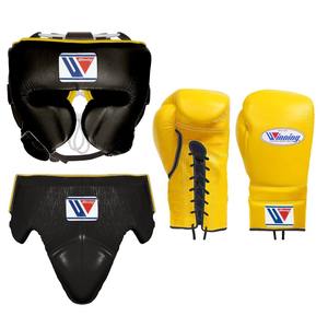 Ensemble de boxe et d'entraînement en cuir véritable OEM ODM, ensemble d'entraînement jaune personnalisé Winning, équipement de boxe professionnel de nouvelle conception - Product Image 1