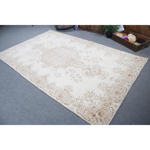 พรมตุรกีวินเทจ ขนาด 5.6x9.5 ฟุต ลายตารางสีขาว - Product Image 4