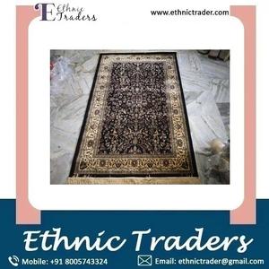 Alfombra de seda de algodón bordada a mano de calidad superior Alfombra de Cachemira para uso doméstico y hotelero disponible a precio mayorista - Product Image 3