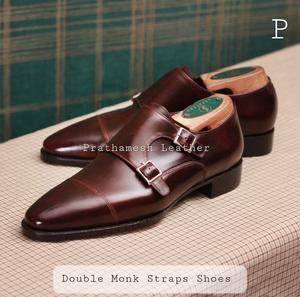 Sistema de correas dobles, correas de monje de cuero, zapatos de vestir, diseño de lujo, punta redonda, uso superior de oficina, zapatos Premium de otoño para hombre con estilo - Product Image 3