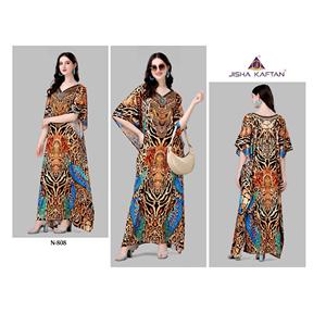 Maravilloso étnico indio pakistaní superventas poliéster satén mujeres Pakistán Kaftan hasta el suelo A-Line silueta elástica - Product Image 4