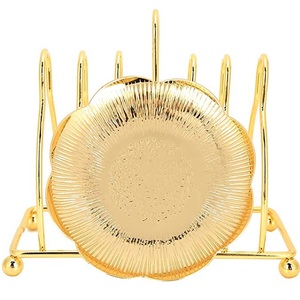 Customized Handmade Metal With Gold Tea Coaster <b>Set</b> Of <b>4</b> Pcs <b>Dining</b> <b>table</b> Decorative Coaster Coffee Serving Coaster <b>For</b> Kitchen - Product Image 1