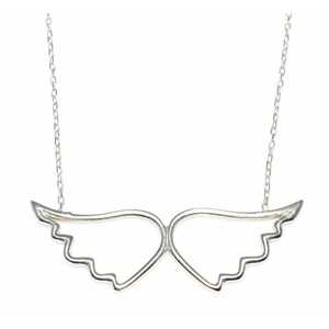 Collar de Plata de Ley 925 con Alas de Ángel, Cadena de Eslabones Chapada en Rodio con Circonita, Patrón Romántico de Esqueleto, para Regalo de Aniversario - Product Image 1