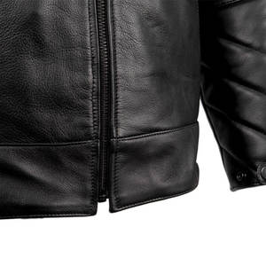 Fournisseur de vestes en cuir personnalisées de couleur unie, veste en cuir pour hommes à col montant Service OEM personnalisable - Product Image 6