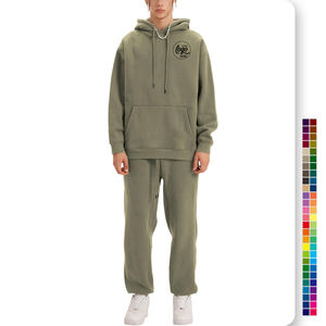 Chándal liso de algodón 100% para hombre, varios colores, bordado, ajuste holgado, precios baratos, conjunto de 2 uds para invierno - Product Image 1