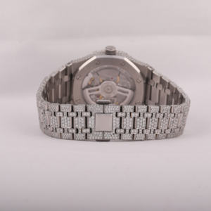 Montre-bracelet élégante en acier inoxydable de 41mm pour hommes, avec moissanite glacée, diamant, verre automatique, date classique, noir, largeur 22mm, cadeau hip hop - Product Image 3