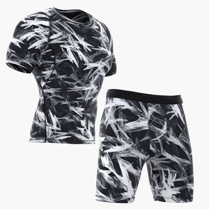 Ensemble de sport pour homme, compression, course à pied, gym, t-shirt et short, respirant, séchage rapide, vêtements de sport actifs, vente en gros personnalisée - Product Image 2