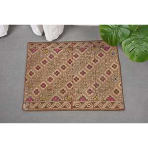 พรมขนสัตว์ตุรกีสีเบจ1.8 x 2.3ft คลาสสิกดีไซน์แบบเย็บปะติดปะต่อกันสำหรับเข้าห้องนั่งเล่นห้องนอนห้องโถงรูปสี่เหลี่ยมผืนผ้าทำจากน้ำยาง - Product Image 5