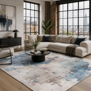 Alfombra Lavable Moderna RW7011 Meridian Silver de Rug Weavers, Venta al por Mayor, Chenilla Lavable, 10 Tamaños - Product Image 1