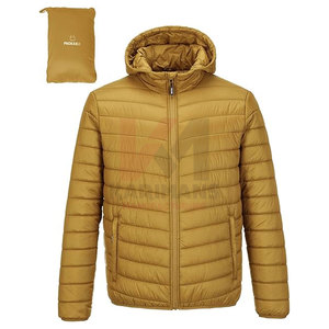 Men's Insulated <b>Packable</b> <b>Jacket</b> Hood Puffy Lightweight Winter Coat with Elastic Cuffs, Zipper Pockets OEM Branding Wholesale - Product Image 1