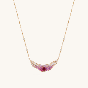 Collar con Colgante de Alas, Chapado en Oro de 18K, con Rubíes Marquise y Zafiros Rosas, Joyería Clásica para Mujer, Ideal para Fiestas - Product Image 1