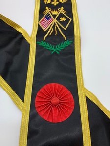 สายสะพายไหล่เมสัน ศิลปะสก็อตติช ระดับ 32 องศา ลายโรสครอว์  ปักด้วยด้ายทองและลวด  ระดับ 32 องศา ศิลปะสก็อตติช - Product Image 4