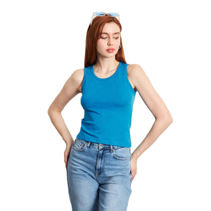 À la mode sans manches Gym course entraînement débardeur pour femmes sans manches coton gymnastique côtelé tricoté femmes débardeurs OEM - Product Image 1