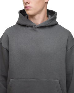 Premium Quality 100% Cotton Fleece Solid Charcoal Grey Winter Hoodie Eco-Friendly Streetwear for <b>Men</b> - Product Image 3