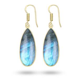 Labradorite Earring Simple Fashion Exquisite Temperament Design Advanced Sense Popular Handmade Jewelry 18k Gold plated brass - Product Image 5