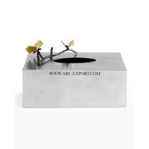 Soporte de almacenamiento de tejido decorativo de mesa de calidad Superior Metal Acero inoxidable Plata Ware Classic New Fancy Tissue Dispenser - Product Image 3