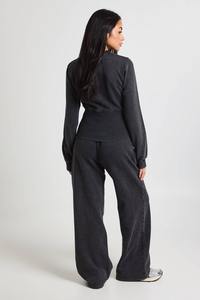 Ensemble 2 pièces pour femmes, sweat-shirt à boutons en coton lavé et jogging, coupe décontractée, survêtement personnalisé OEM ODM pour femmes - Product Image 3