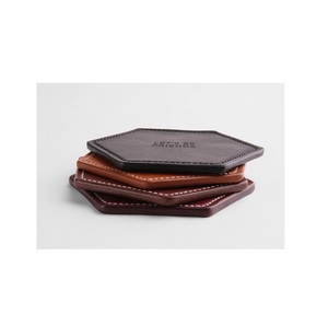 Premium leather coasters for interior styling with thick durable surface made to protect wooden <b>tables</b> in elegance - Product Image 5