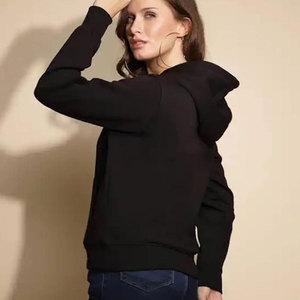 Couleurs unies coton surdimensionné sweat à capuche pour femme hiver décontracté fermeture éclair sweats à capuche unis style de rue sweat à capuche pour femme - Product Image 2