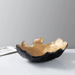 Artistic Shape Golden And Black Metal Decorative Bowl Elegant Designer Accent Ideal For Home Decor <b>Tabletop</b> <b>Display</b> And Styling - Product Image 6