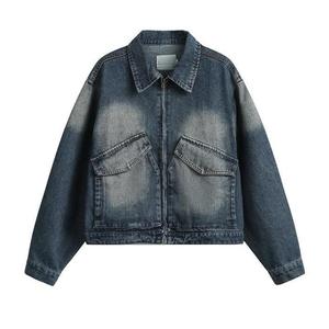 OEM personalizzato Unisex Distressed acido Wash giacca di jeans comodo cappotto da lavoro per gli uomini - Product Image 4