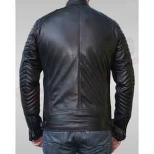 Blouson aviateur à poches latérales en cuir de vachette véritable marron 100% de style célébrité pour hommes - Product Image 3