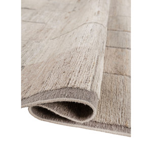 Alfombra de Lana Anudada a Mano Aprezo Beige Marrón Re-1612, Diseño Rectangular de Patchwork para Sala de Estar, Pasillo, Entrada - para Adolescentes - Product Image 2