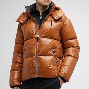 Venta al por mayor para los hombres chaqueta con capucha acolchada burbuja acolchada bombardero cálido a prueba de viento personalizado para el logotipo con diseño - Product Image 2