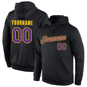 Wholesale & Dropship Custom Stitched Black <b>Purple</b>-Gold Sports Pullover <b>Sweatshirt</b> Hoodie - Product Image 1