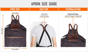 Canvas <b>Apron</b> for Women Canvas <b>Apron</b> With <b>Leather</b> Straps With Pockets Personalized Cooking BBQ AAA-0055 - Product Image 4