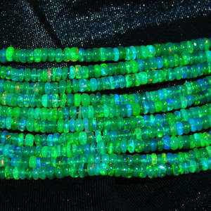 Perles d'opale verte éthiopienne Welo de qualité AAA+, 3-5 mm, forme ronde lisse, longueur de brin de 16 pouces, différentes tailles pour la fabrication de bijoux - Product Image 2