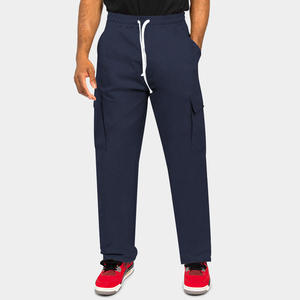OEM personalizado de invierno de los hombres rectos Jogging pantalones de estilo informal de talla grande pantalones de chándal cintura Logo liso algodón poliéster de moda - Product Image 4