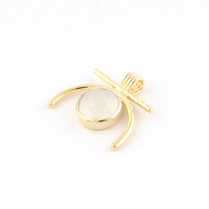 Collet de calcedonia blanca superventas, colgante hecho a mano de latón, chapado en oro de 18 quilates, diseño de amanecer, colgantes de collar de corte a cuadros - Product Image 3