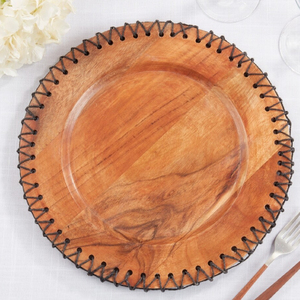 Assiettes rondes en bois massif Style de conception campagnarde durable sur mesure à vendre - Product Image 6