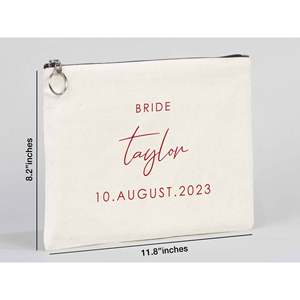 Pochette de mariage personnalisée en coton pour femme, 12W x 8H, grande pochette, cadeau - Product Image 4