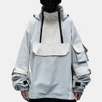 Veste imperméable pour hommes en nylon Tech Wear Zip Up White Plain Softshell Rain Isolé Voile Vestes de randonnée en plein air