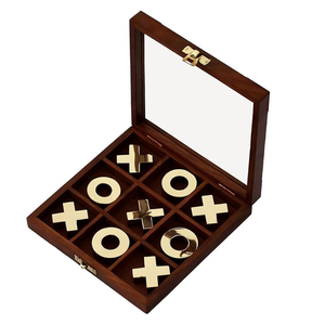 Decoración de madera y latón, decoración de mesa, juegos de mesa Tic Tac Toe para familias, juegos de ajedrez por debajo de su presupuesto - Product Image 5