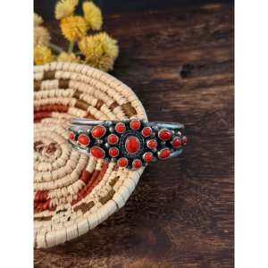 Kathleen Livingston Natural Coral & Sterling <b>Silver</b> Cluster Fashion <b>Cuff</b> <b>Bracelet</b> - Product Image 1