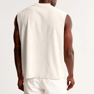 Camiseta sin Mangas Corta y Cuadrada para Hombre, Cuello Acanalado, 100% Algodón, Camiseta de Verano sin Mangas para Gimnasio - Product Image 4