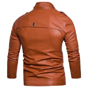 Chaqueta de cuero con cuello levantado para hombre de alta calidad Chaqueta de cuero informal de moda de invierno - Product Image 4