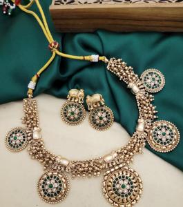 คุณภาพพรีเมี่ยมด้วยหินที่ดูเรียบง่ายชุดสร้อยคอชุบทองพร้อมต่างหูสำหรับคอลเลกชันงานแต่งงานสำหรับผู้หญิง - Product Image 2