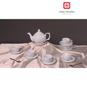 Recién llegado, juego de servicio completo de forma ovalada con 06 tazas de café, 07 bandejas, 01 tetera para eventos de hostelería y cenas finas - Product Image 2