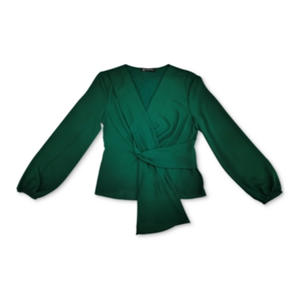 INC International Concepts Top Verde da Donna con Scollo a V, Maniche Lunghe, Dettaglio con Laccetti, Cerniera, Design Elegante a Tutta Lunghezza, ODM XL - Product Image 1
