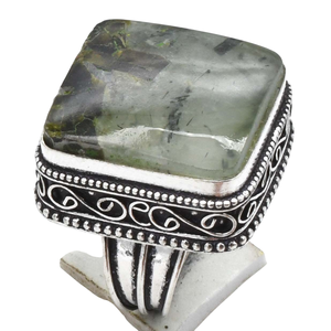 Anillos finos de plata esterlina 925 al por mayor, piedras preciosas de Prehnita talladas originales, corte ovalado, ajuste de bisel de piedras preciosas múltiples para mujer - Product Image 2