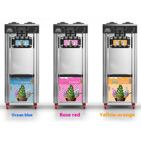 Meilleure vente mondiale machine à crème glacée de bureau machine à crème glacée molle commerciale à faible puissance petite machine à crème glacée trois couleurs