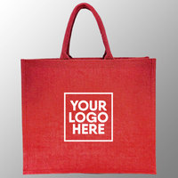 Sac en jute rouge avec poignées, impression personnalisée, pliable, grand format, pour courses, promotion, plage, toutes les couleurs disponibles, sac en jute teinté